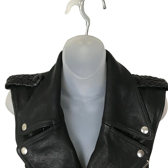 Faith Connexion Black Lamb Leather Biker  Vest Size 36 (S) - Picture 6 of 8